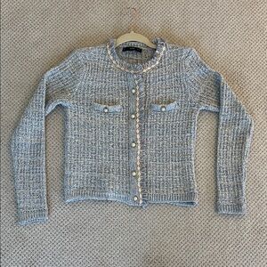 Mango Light Blue Knit Cardigan